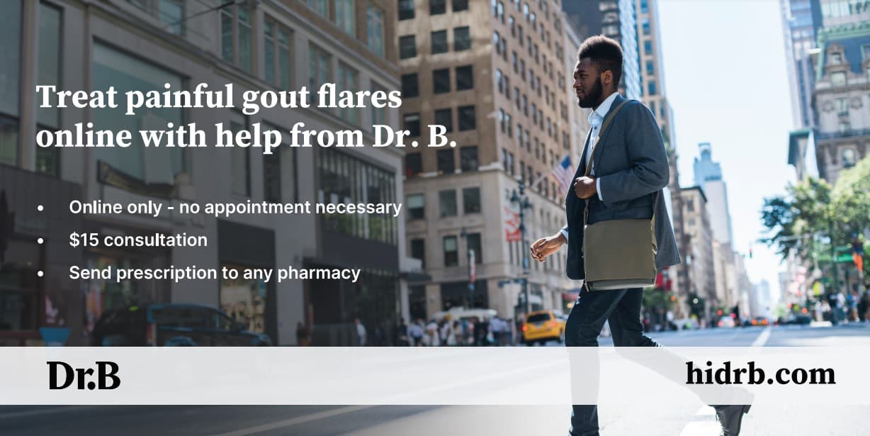 Banner advertising Dr. B's services for gout